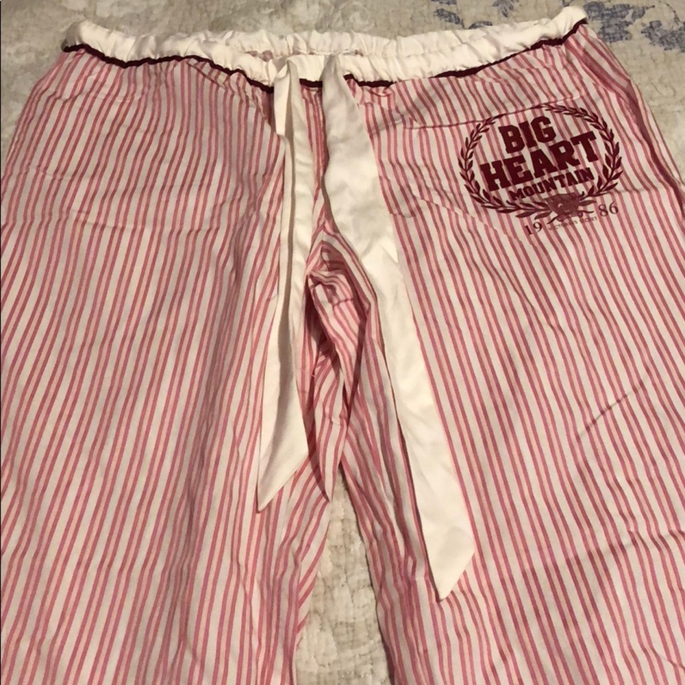 Pink and cream striped pajama pants